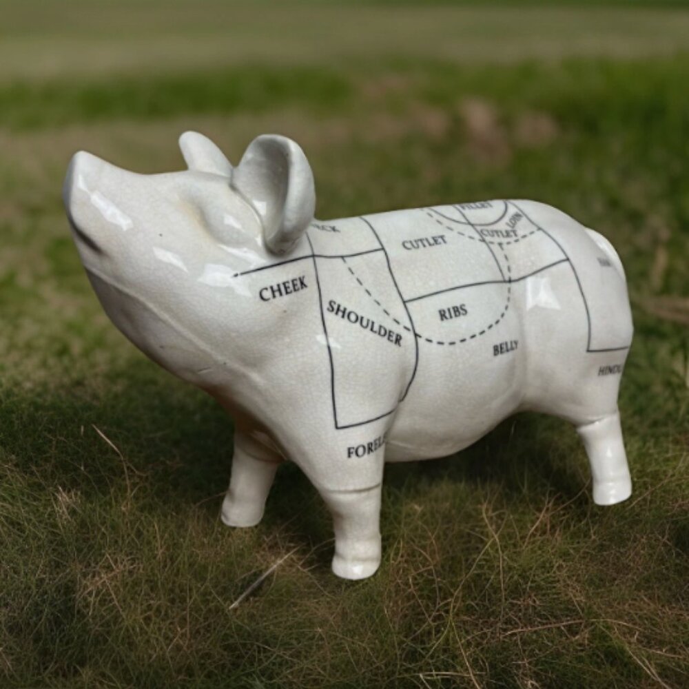 Ceramic Pig Ornament Decorative Butcher’s Cuts Style Kitchen Décor